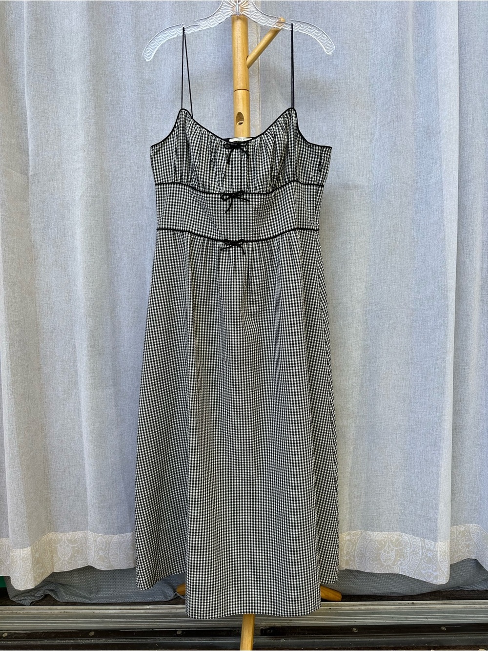 DOEN, Black & White Gingham Spaghetti Strap Dress